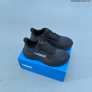 HOKA Clifton 11 Black Running Shoes with Red Accents