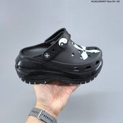 Crocs Platform Clogs Black White Print HL061300407