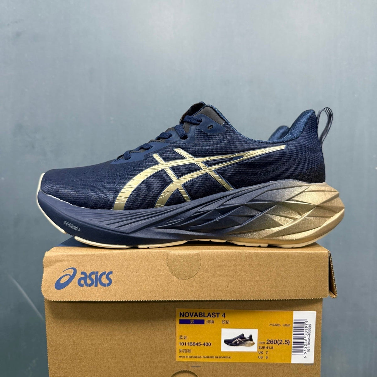 ASICS NOVABLAST 4 Running Shoes, Blue and Gold