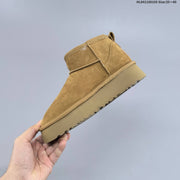 UGG-Style Mini Platform Winter Boots in Chestnut