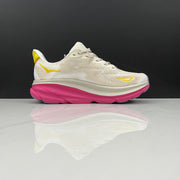 HOKA Clifton 9 Running Shoes in Ivory and Pink