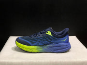 HOKA Speedgoat 5 Trail Running Shoes, Navy and Lime