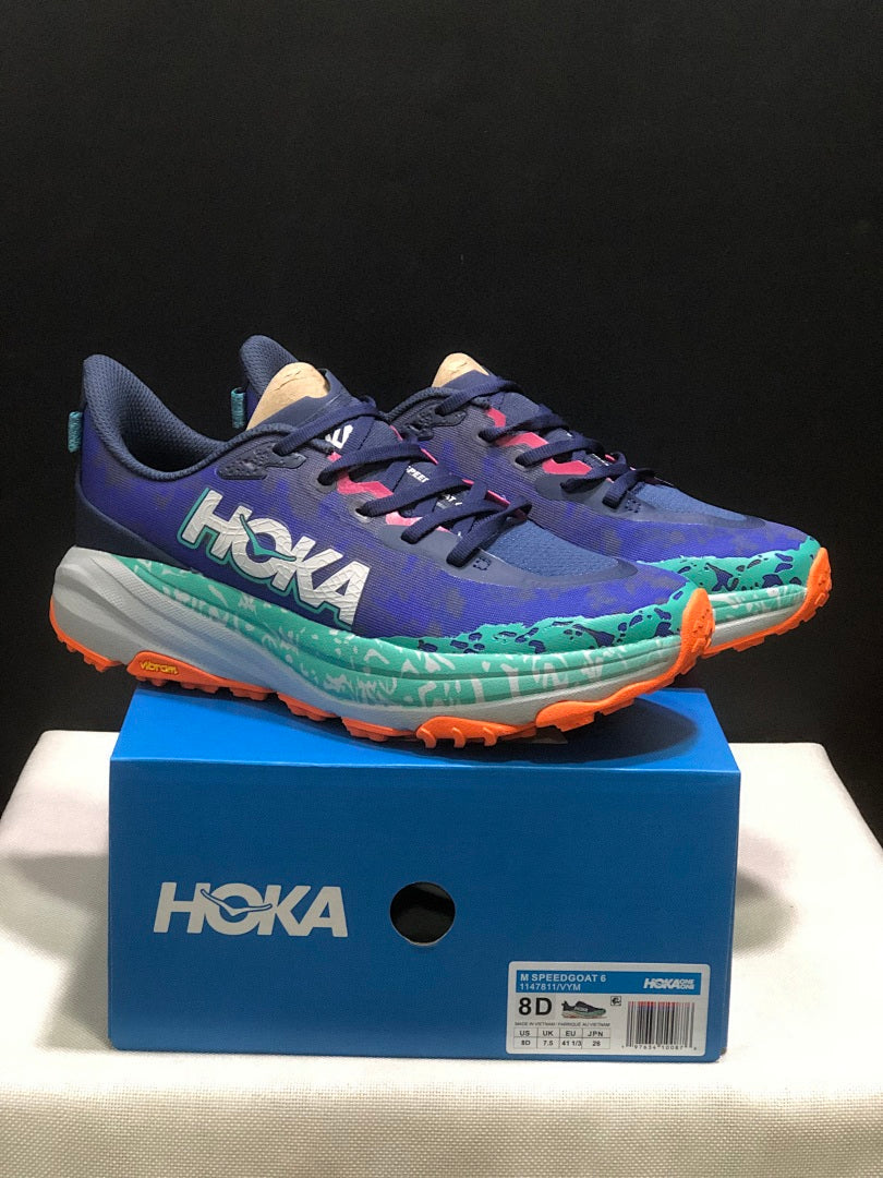 HOKA Speedgoat 6 Trail Running Shoes, Blue and Teal