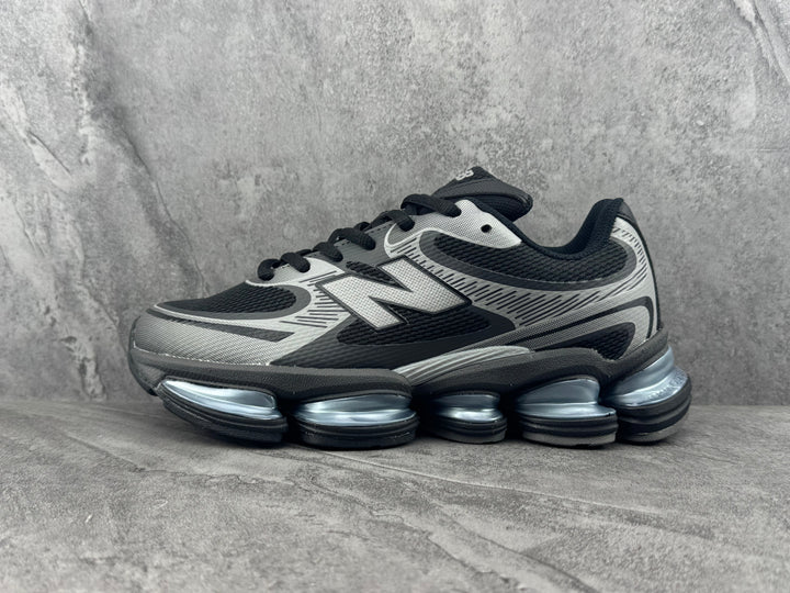 New Balance Black and Silver Running-Inspired Sneakers