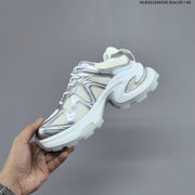 GG-CC Chunky Low-Top Sneakers in Silver and White