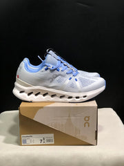 On Cloudsurfer Running Shoes, Heather White and Blue