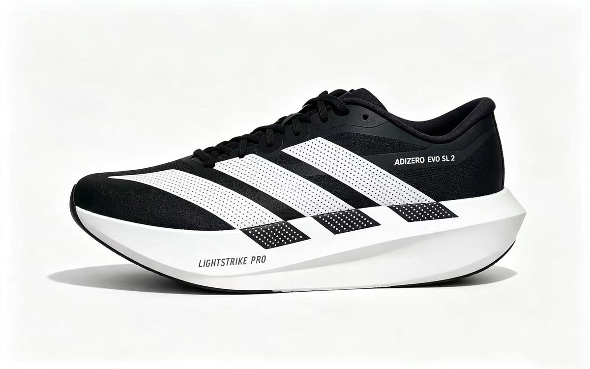 Adizero Evo SL 2 Running Shoes, Black and White