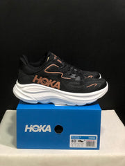 HOKA Clifton 10 Running Shoes, Black and White