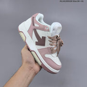 Off-White Low-Top Sneakers in White and Dusty Pink