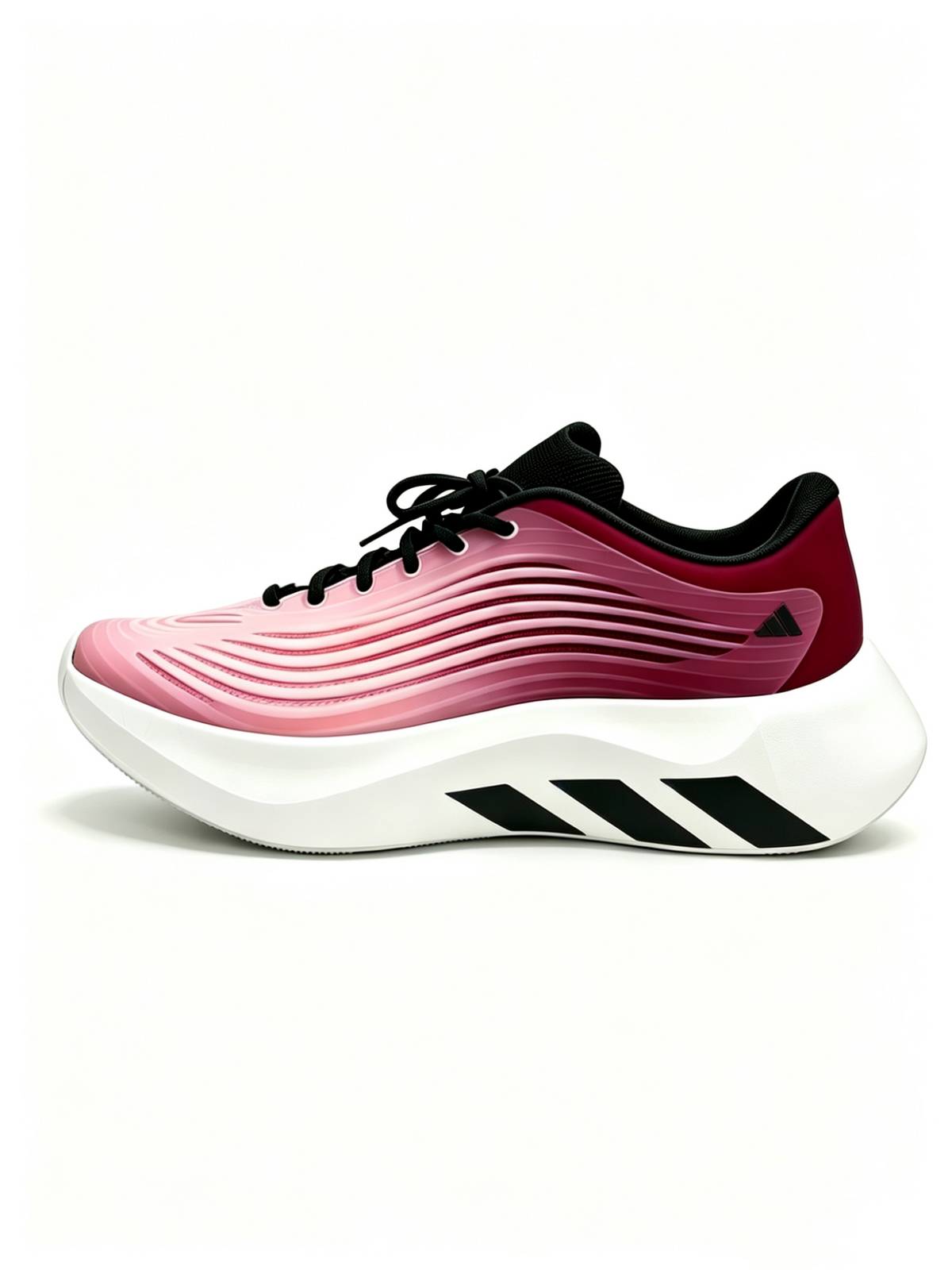 Pink and Burgundy Lace-Up Sneakers with White Sole