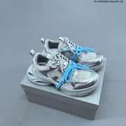GG-CC Retro Low-Top Sneakers, Chunky Sole, White and Silver