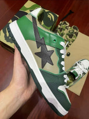 BAPE SK8 STA Low-Top Sneakers in Green Camo
