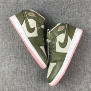 Air Jordan 1 Mid GG Sneakers in Olive Green and White