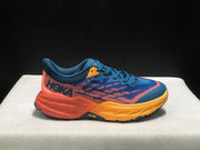 HOKA Speedgoat 5 Trail Running Shoes, Blue and Orange