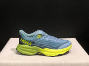 HOKA Speedgoat 5 Trail Running Shoes, Blue and Lime