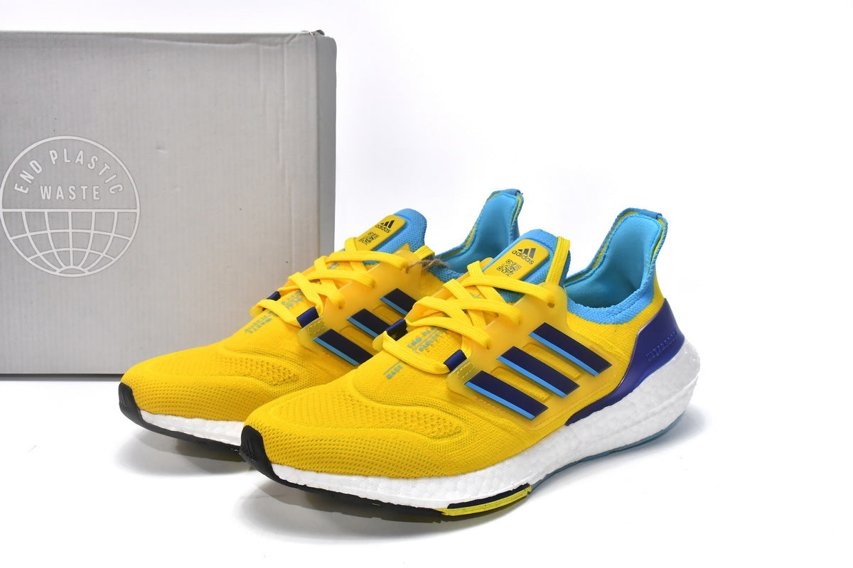 adidas UltraBoost 22 Running Shoes, Yellow and Blue, GW1710