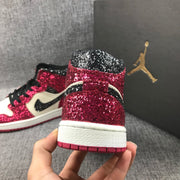 Air Jordan 1 Mid Chicago Starfish Sneakers, Red and Black
