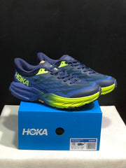 HOKA Speedgoat 5 Trail Running Shoes, Navy and Lime
