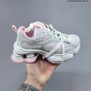 Chunky Platform Sneakers in Silver and White with Mesh Panels
