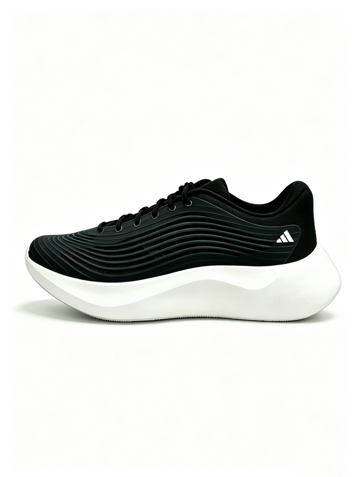 Black and White Adidas Running-Style Sneakers