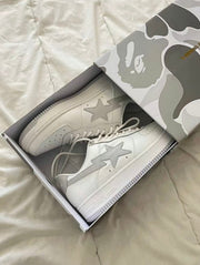 BAPE STA Low Sneakers in White and Grey