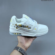 Louis Vuitton Low-Top Sneakers in White with Floral or Black Trim