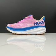HOKA Clifton 9 Running Shoes, Pink and Blue