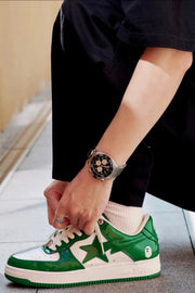 BAPE STA Low Sneakers in Green and White 1H70-191-001