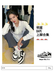 BAPE STA Low Black and White Sneakers 1H70-191-001