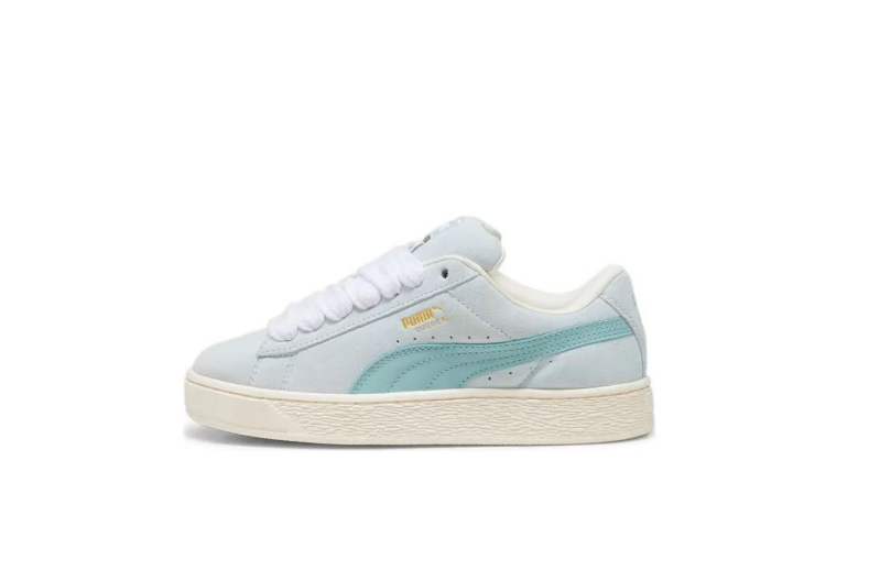 PUMA Suede XL Low-Top Sneakers in White and Mint