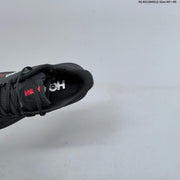 HOKA Clifton 11 Black Running Shoes with Red Accents