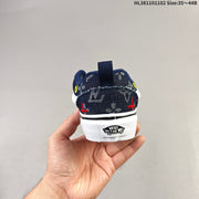 Vans Knu Skool Low-Top Sneakers in Navy Monogram Denim