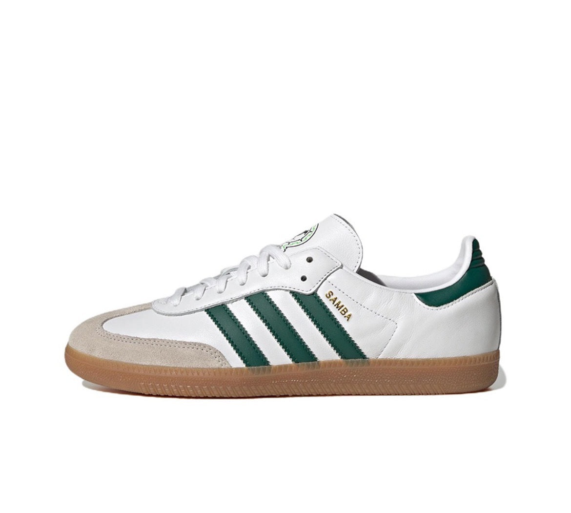 adidas Samba White and Green Low-Top Sneakers HQ7036
