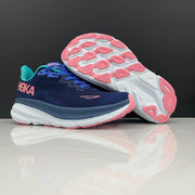 HOKA Clifton 9 Running Shoes in Navy and Light Blue