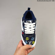 Vans Knu Skool Low-Top Sneakers in Navy Monogram Denim