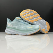 HOKA Clifton 9 Running Shoes – Mint and Yellow