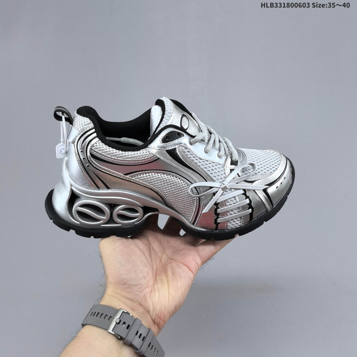 GG-CC Silver Bow Platform Sneakers G26U4372F