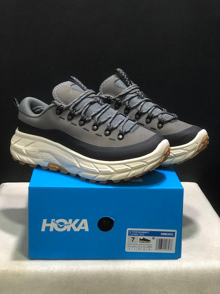 HOKA Tor Summit Trail Shoes in Gray and Black