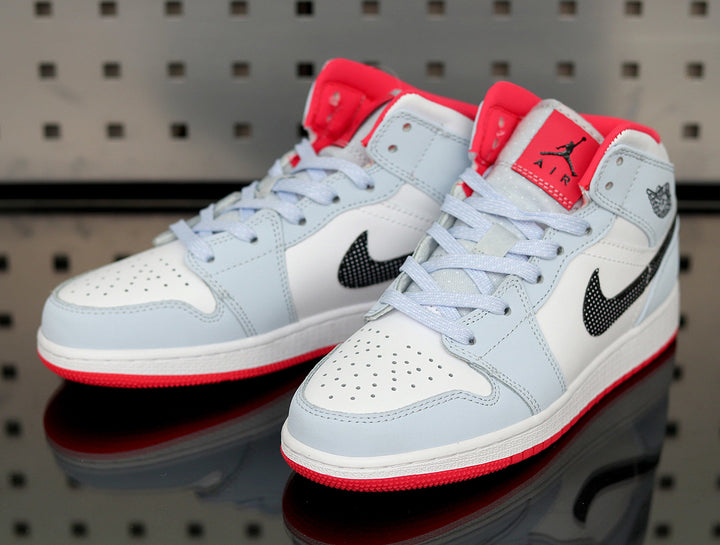 Air Jordan 1 Mid Half Blue Black White Sneakers