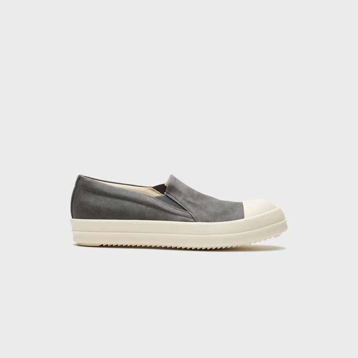 Rick Owens Boat Sneaks Scarpe In Denim - Dark Dust / Milk / Milk