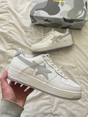 BAPE STA Low Sneakers in White and Grey