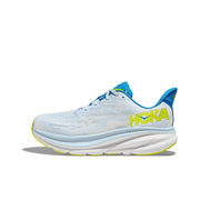 HOKA Clifton 9 Running Shoes, Pale Blue and Lime