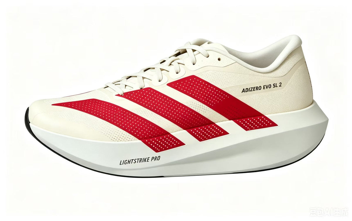 Adizero Evo SL 2 Running Shoes in Off-White and Red