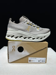 On Cloudsurfer Max Gray Beige Running Sneakers