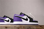 Air Jordan 1 Low White Black Orange Purple Sneakers 553558-125