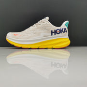 HOKA Clifton 9 Running Shoes in Cream and Yellow