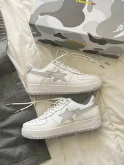 BAPE STA Low Sneakers in White and Grey