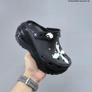 Crocs Platform Clogs Black White Print HL061300407