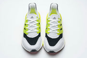 adidas UltraBoost 21 Running Shoes, White and Volt FY1214