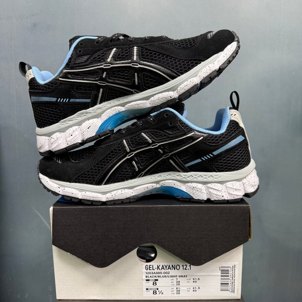 ASICS GEL-KAYANO 12.1 Black Blue Running Sneakers